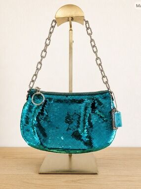 NWT Coach Poppy Emerald Sequin Groovy Shoulder Bag Vintage Y2K